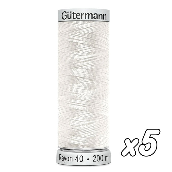 Fil à broder<br> Gütermann Rayon n°40<br> 200m x5