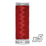 Fil à broder<br> Gütermann Rayon n°40<br> 200m x5