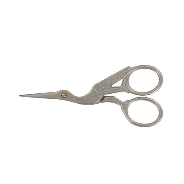 Ciseaux broderie Cigogne<br>Chromé mate 9cm - Atelier de la Machine à Coudre